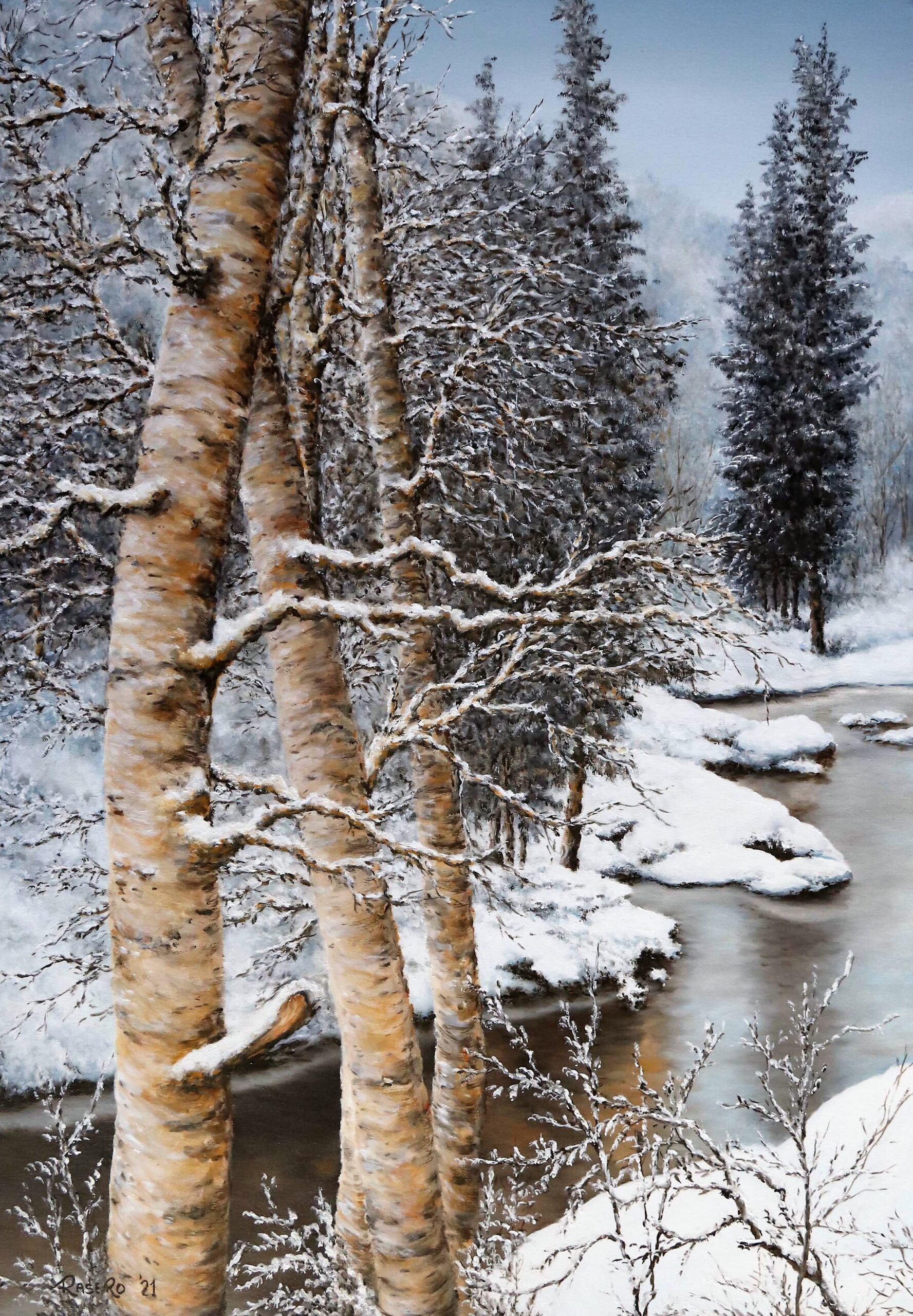 Nella valle dopo la neve – Olio su tela 50×70